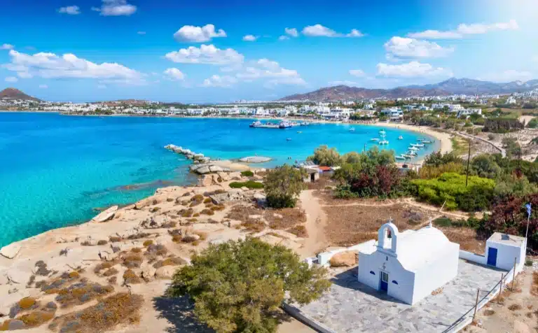 Panoramic view of Agia Anna Beach in Paros