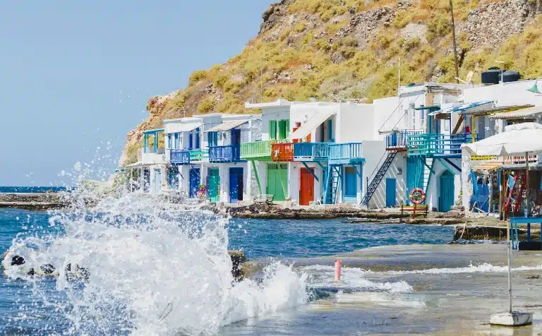 Climate, a small sea cillage in Milos with colourfull houses.