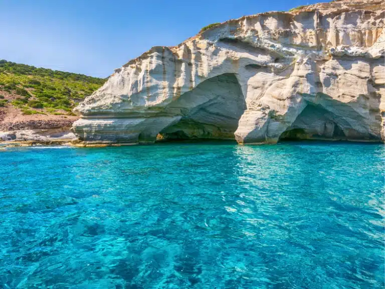 Kleftiko Cave, crystal blue waters in Milos