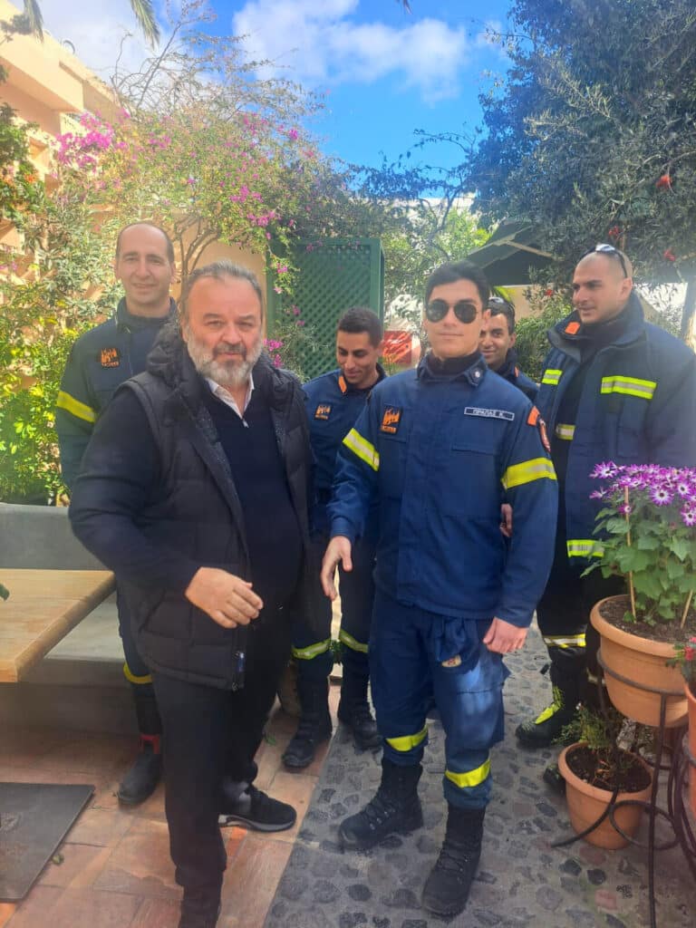 SEAJETS' Head of Strategic Planning and Development Manager Marios Iliopoulos with fire services.