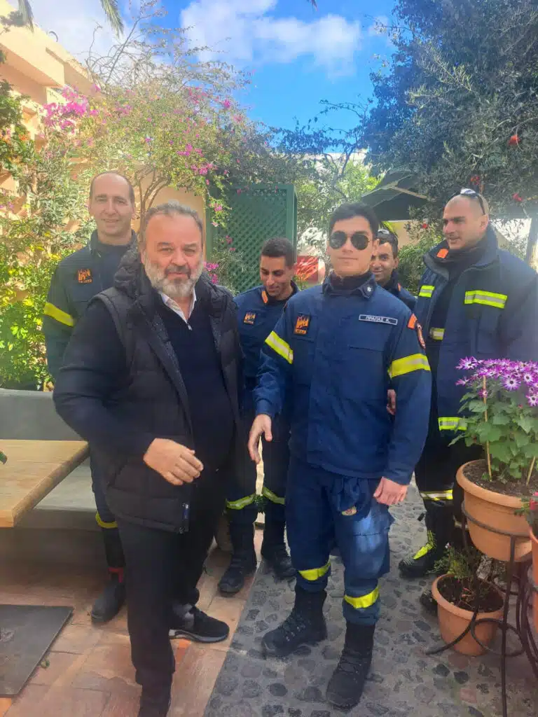 SEAJETS' Head of Strategic Planning and Development Manager Marios Iliopoulos with fire services.