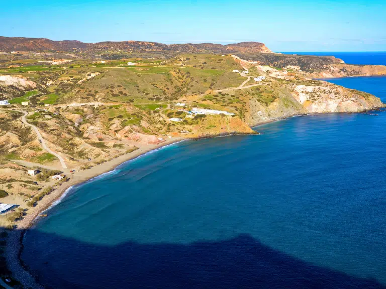 aerial shot agia kyriaki milos