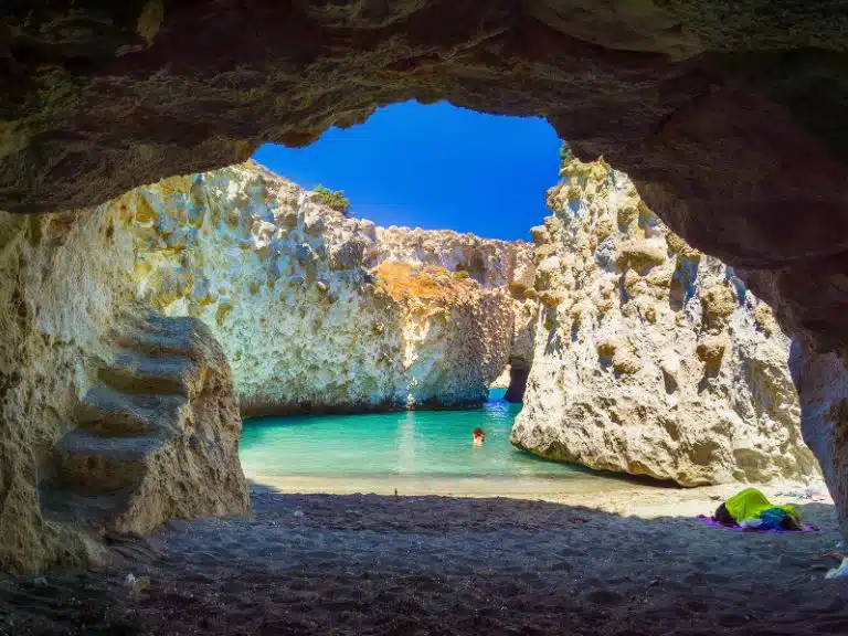 Cave of papafragkas in Milos